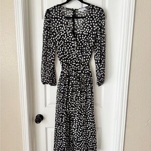 Calvin Klein Black and White Long Sleeve Dress